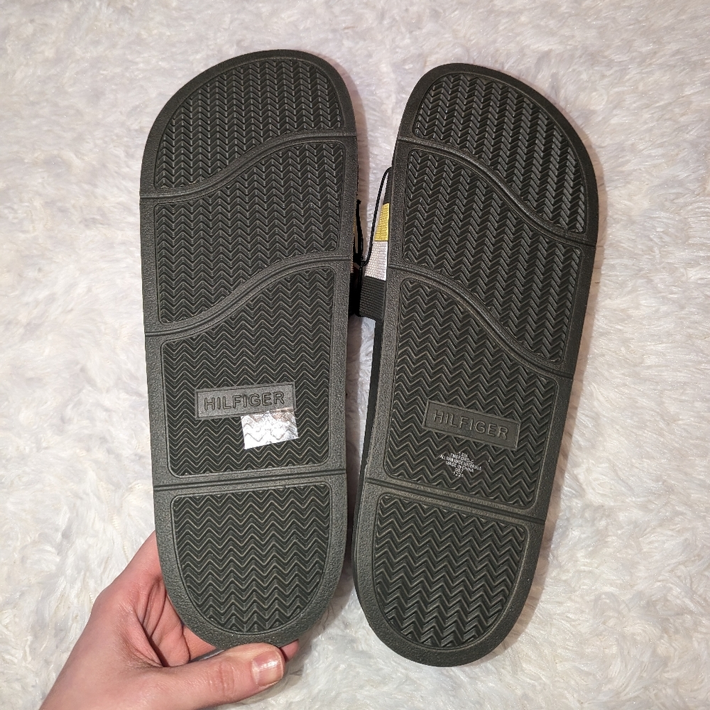 Nwt Tommy Hilfiger Men's olive/neon slides/sandals - Picture 14 of 15